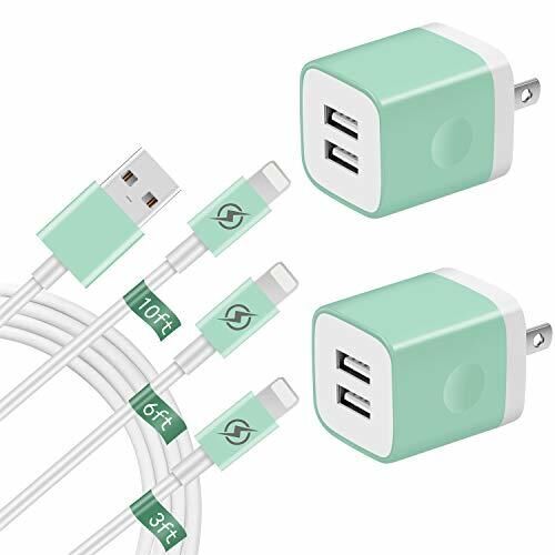 ARCCRA Phone Charger, (10FT+6FT+3FT) Long USB Fast Charging Sync Cable + 2-Pack Dual USB Wall Charger Plug Adapter Compatible with iPhone 11/Xs/XR/X/8/7/6 /Plus/SE/SE2 2020, iPad (5-in-1)