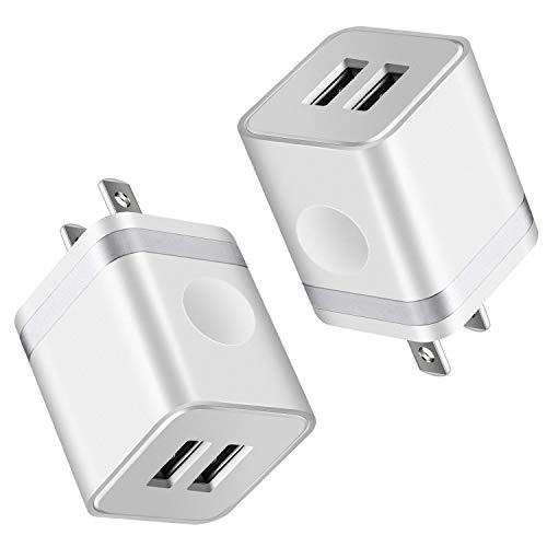 ARCCRA USB Wall Charger, Dual Port USB Charging Block Power Adapter Plug Cube Compatible with iPhone X XR Xs Max 8/7/6S Plus SE/5S/4S, iPad, Samsung, Google, Android Cell Phones (2-Pack)