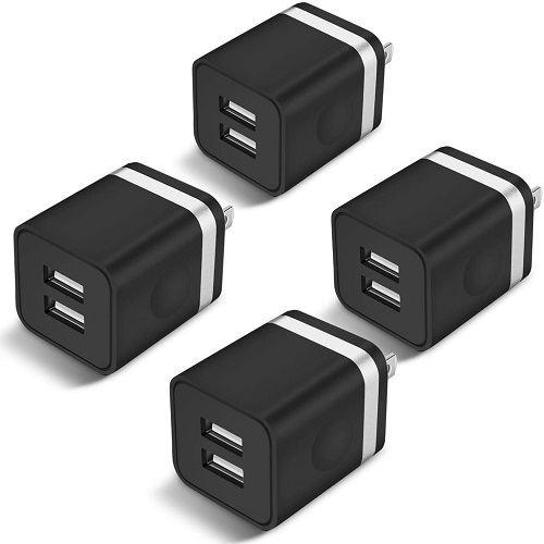 ARCCRA USB Wall Charger, 4-Pack 2.1Amp 2-Port USB Plug Charger Cube Power Adapter Charging Block Compatible with Phone Xs Max/Xs/XR/X/8/7/6 Plus, Samsung, LG, Moto, Nokia, Kindle, Android -Upgraded