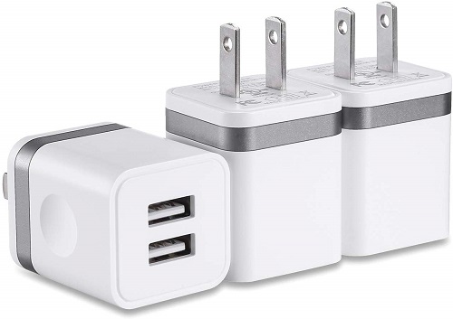 USB Wall Charger, ARCCRA 3-Pack 2.1A Dual Port USB Wall Charger Power Adapter Charging Block Cube Compatible with iPhone Xs Max XR Xs X 8 7 6 Plus 5S 4S, iPad, Samsung, LG, Android Phone and More