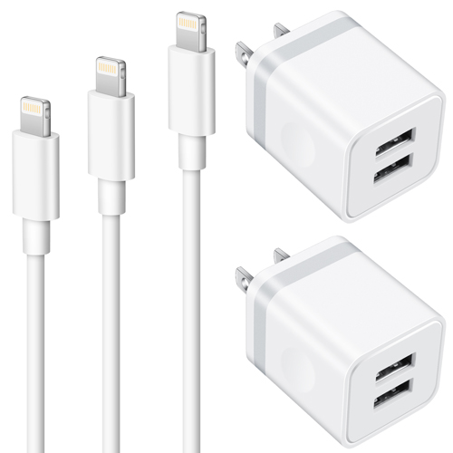 iPhone Charger [MFi Certified], ARCCRA 3FT 6FT 10FT iPhone Charger Cord Long Charging Cable + 2 X Dual USB Wall Charger Block Plug Adapter Cube for iPhone 13/12 Pro Max/11/XS/XR/X/8/7/6 Plus/SE, iPad