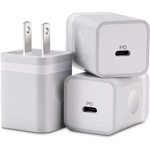 USB C Wall Charger, PD Charger Adapter, ARCCRA 3-Pack 20W USB C Fast Charger Block Plug Cube for iPhone 13 Pro Max/13 Pro/13 Mini/13/12/11/XR/XS/X, iPad Pro/Air/Mini, AirPods Max Pro, Pixel and More