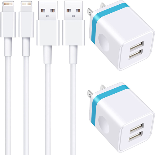 ARCCRA iPhone Charger, 2Pack 6FT Lightning Cable Long iPhone Charger Cord with 2X Dual USB Wall Charger Block Adapter Plug Charging Cube for iPhone 13/12/11, XS/XR/X/8/7/6S/Plus/SE/5S, iPad, AirPods