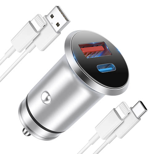 ARCCRA Fast Car Charger for iPhone, 38W USB C Adapter in Car with 2 Lightning Cables