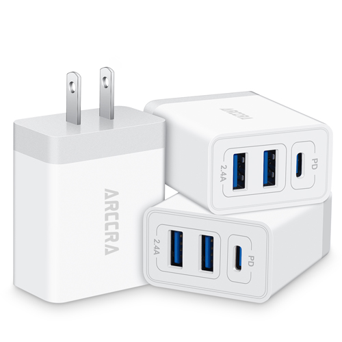 USB C Wall Charger, ARCCRA 3Pack 32W 3Port USBC Charger Block PD Power Adapter Type C Fast Charging Brick Plug Box Cube for iPhone 13 12 11 Pro Max Mini SE XS XR X 8, iPad, AirPods, Tablet, Android