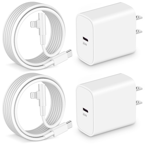 iPhone 14 13 12 Fast Charger [Apple MFi Certified], 2Pack 20W USB C Wall Charger Block & 10FT Right Angle 90 Degree USB C to Lightning Cable Fast Charging Cord for iPhone 14/13/12 Pro Max/11/XS, iPad