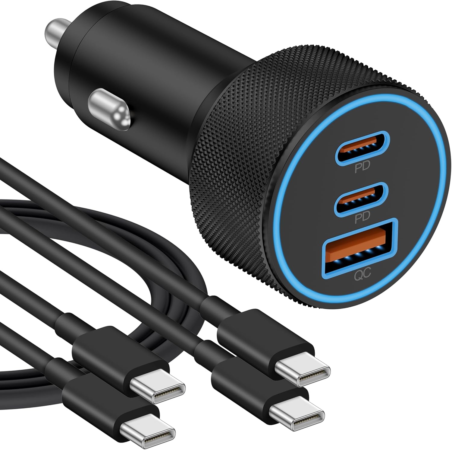 ARCCRA USB C Car Charger for iPhone 16/16 Pro/16 Pro Max/15/15 Pro Max/Plus, iPad Pro/Air/Mini, Samsung S24/S23/S22, 67W 3-Port Car Phone Charger Fast Charging Adapter with 2X 3FT USB C to C Cable