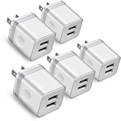 ARCCRA (Pack-5) Dual USB Port Phone Charger for Phone and Pad