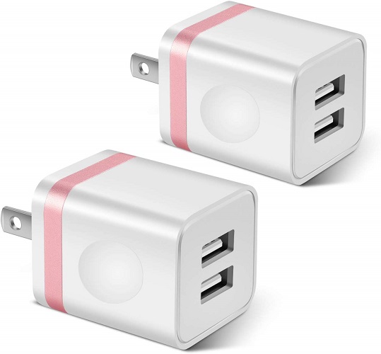 ARCCRA USB Wall Charger, 2-Pack 2.1A Dual Port USB Plug Charger Adapter Charging Block Compatible with iPhone 11/11 Pro/11 Pro Max/Xs Max/Xs/XR/X/8/7/6 Plus/5S, iPad, Samsung, LG, Moto, Android Phone