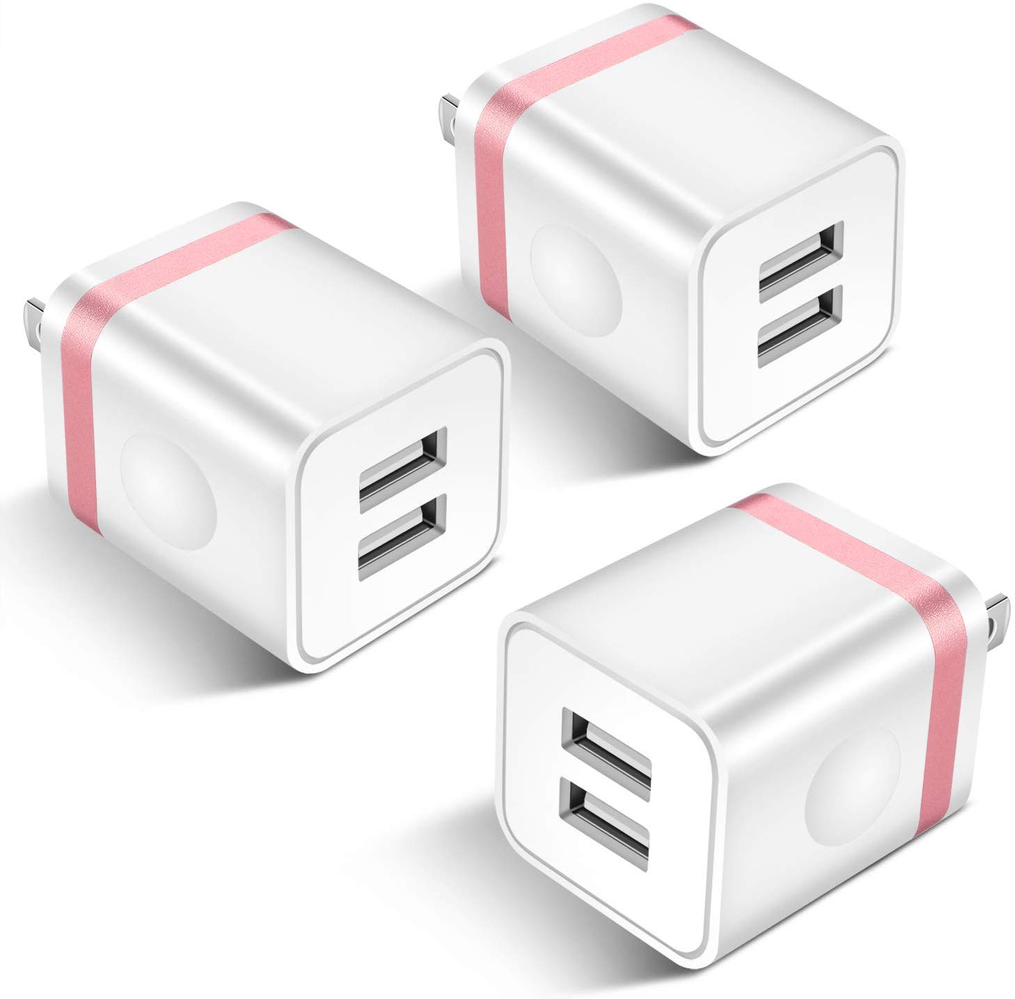 ARCCRA USB Wall Charger, 3-Pack 2.1A Dual Port USB Plug Charger Adapter Charging Block Cube Compatible with iPhone 11/11 Pro/11 Pro Max/Xs/XR/X/8/7/6S Plus, Samsung, LG, Moto, Sony, Android Phones