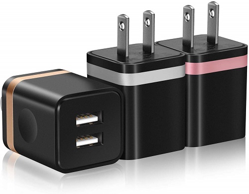 USB Wall Charger, ARCCRA 3-Pack 2.1A Dual Port USB Plug Wall Charger Adapter Charging Block Compatible with iPhone Xs Max XR Xs X 8 7 6 Plus 5S 4S, iPad, Samsung, LG, Moto, Android Phone and More