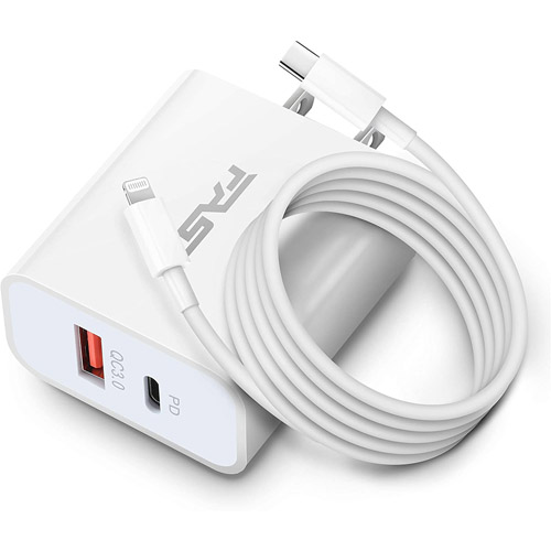 ARCCRA iPhone Wall Charger, 20W Dual-Port Power Adapter with 6ft C to Lightning Cable, PD/QC 2 in 1 Fast Charger Compatible with iPhone 12/mini/Pro/Max/SE2/11/XR/XS/8/X/7/6, iPad, AirPods and More