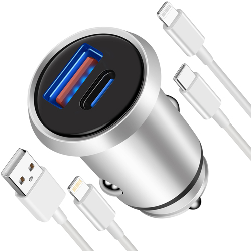 iPhone Fast Car Charger [MFi Certified], ARCCRA 38W PD USB C Car Charger for iPhone 13 12 Pro Max Mini 11 XS XR X, iPad, AirPods (Dual Port A/C Power Delivery Car Adapter with 2-Pack Lightning Cable)