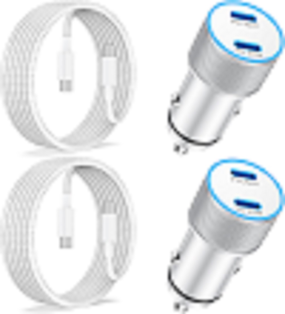 iPhone 15 Fast Car Charger, 2Pack 40W Dual USB C iPhone Car Charger Fast Charging Adapter with New Nylon 3FT 60W/3A USB-C to USB-C Charger Cable for iPhone 15/15 Plus/15 Pro/15 Pro Max, iPad Pro/Air