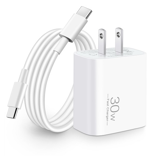 30W Type C Fast Charger for Pixel 7/6/5 Pro, iPad Pro 12.9/11 inch 2022/2021/2020/2018, iPad 10th Generation, iPad Mini 6, iPad Air 5th/4th, USB C Fast Charger Block with 3FT USB C to C Charging Cable