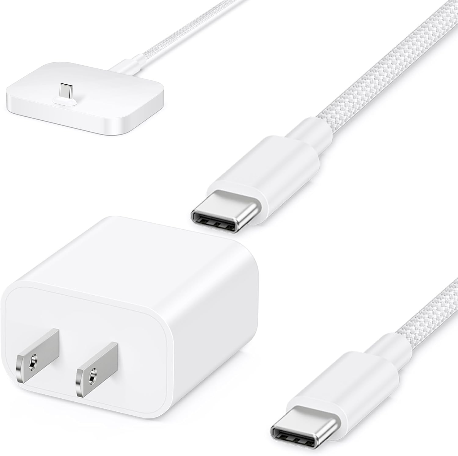 iPhone 15 Charging Station, 20W USB C Wall Charger Block with Phone Holder Stand Dock + Woven-Braided 6FT Type C to C Fast Charging Cable for iPhone 15/15 Plus/15 Pro/15 Pro Max Accessory Other Phones