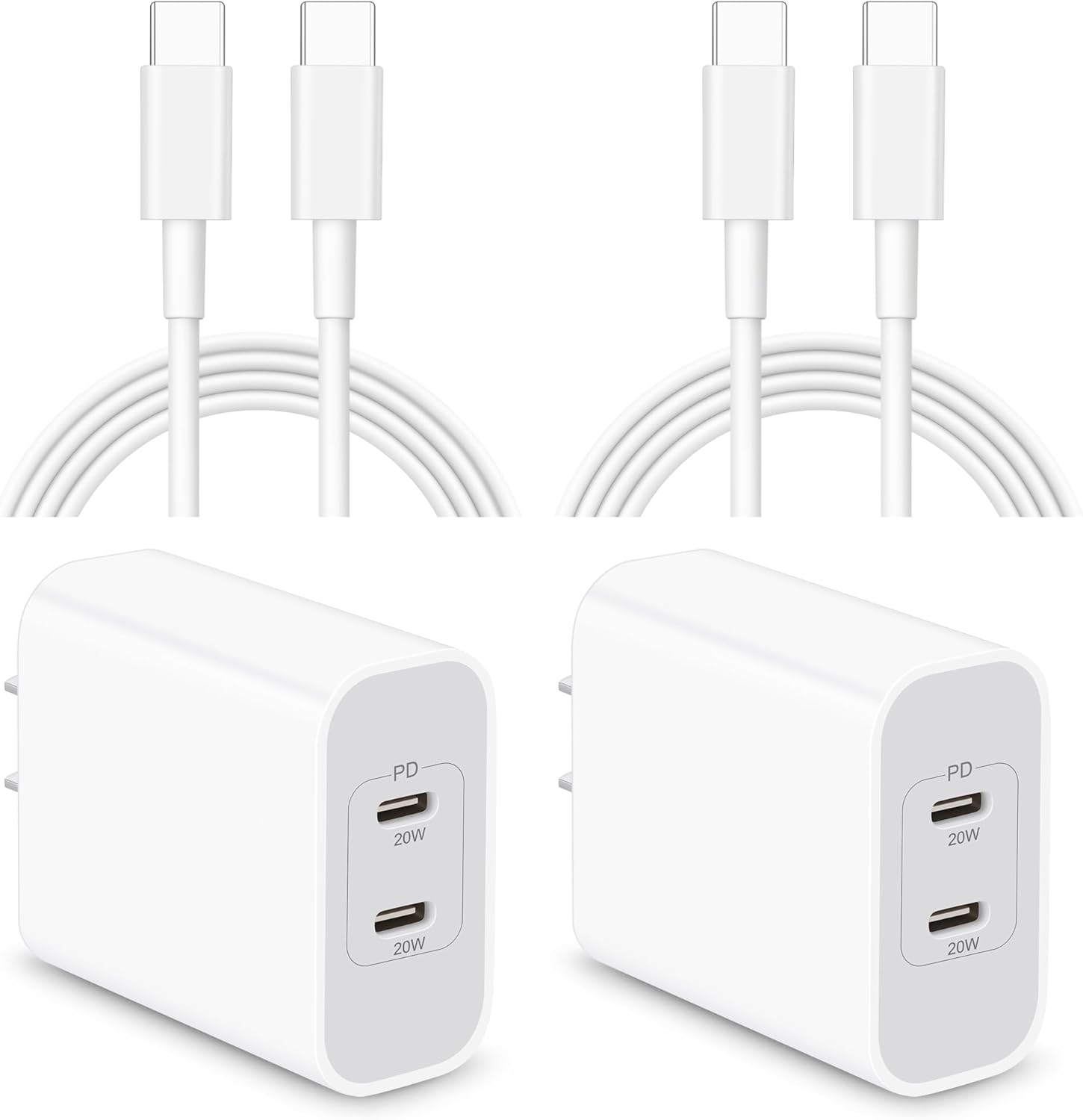 ARCCRA Charger for iPhone 16/16 Pro Max Charger, 2 Pack 40W Fast Dual Port USB C Charger Block with [6FT&10FT] Long USB C to C Cable for iPhone 16/16 Plus/16 Pro Max/15/15 Pro Max, iPad Pro/Air/Mini