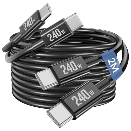 240W USB C Kabel, 5A/48V 2M Schnellladekabel PD3.0 USBC auf USB-C Ladekabel für Samsung Galaxy S26 S25 S24 Ultra, iPhone 17 16e 16 15 Pro Max Air, iPad, MacBook, Laptop, 100W Handy Type C, 2-Pack