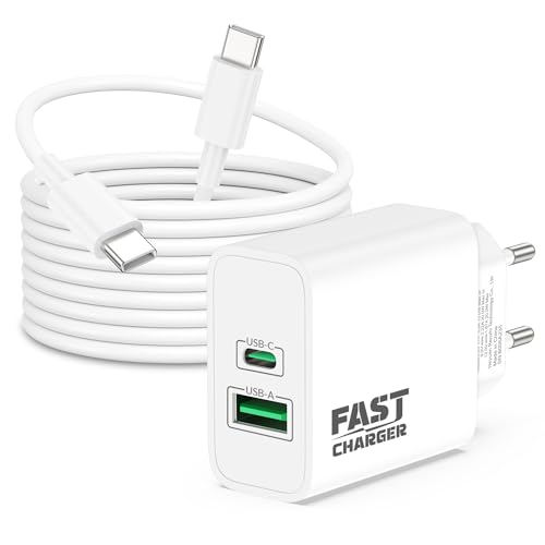 45W 2-Port USB C Ladegerät Ladekabel für Google Pixel 10/9 Pro XL Fold 10a, Pixel 9a/8/8a/7/7a/6/6a, iPhone 17 16 15 Pro Max, Samsung Galaxy S25 S24 S26, Handys Charger Schnellladegerät + kabel 2M