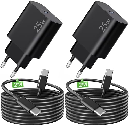 ARCCRA 25W USB C Ladegerät mit USBC Schnellladekabel 2M für Samsung Galaxy S25 S26 S24 S23 S22 S21 Ultra FE 5G Edge A56 A55 A54 A35, Schnellladegerät + 2M Ladekabel Fast Charger 2-Pack