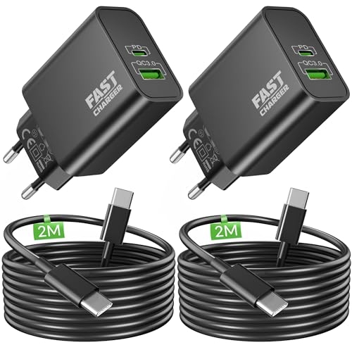 45W USB C Ladegerät, 2-Port Handy Schnellladegerät PD/PPS Mehrfach Netzteil, Kabel USBC Schnellladekabel für Samsung Galaxy S26 S25 S24 S23 Ultra 5G A56, iPhone 17 16 15, Charger 60W Ladekabel, 2Pack