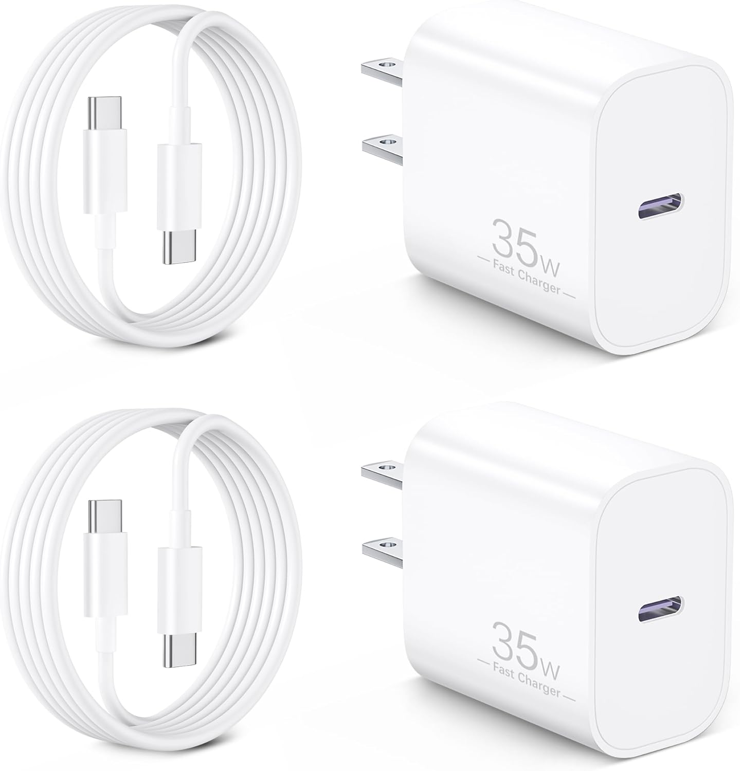 35W USB C Fast Charger for Google Pixel 10/10 Pro/10 Pro XL/9/9 Pro XL/Fold/8/8a/8 Pro/7/7a/6/5/4/3 XL, 2 Pack 35Watt Type C Super Fast Wall Charger Block Power Adapter + 3FT USB-C to C Charging Cable