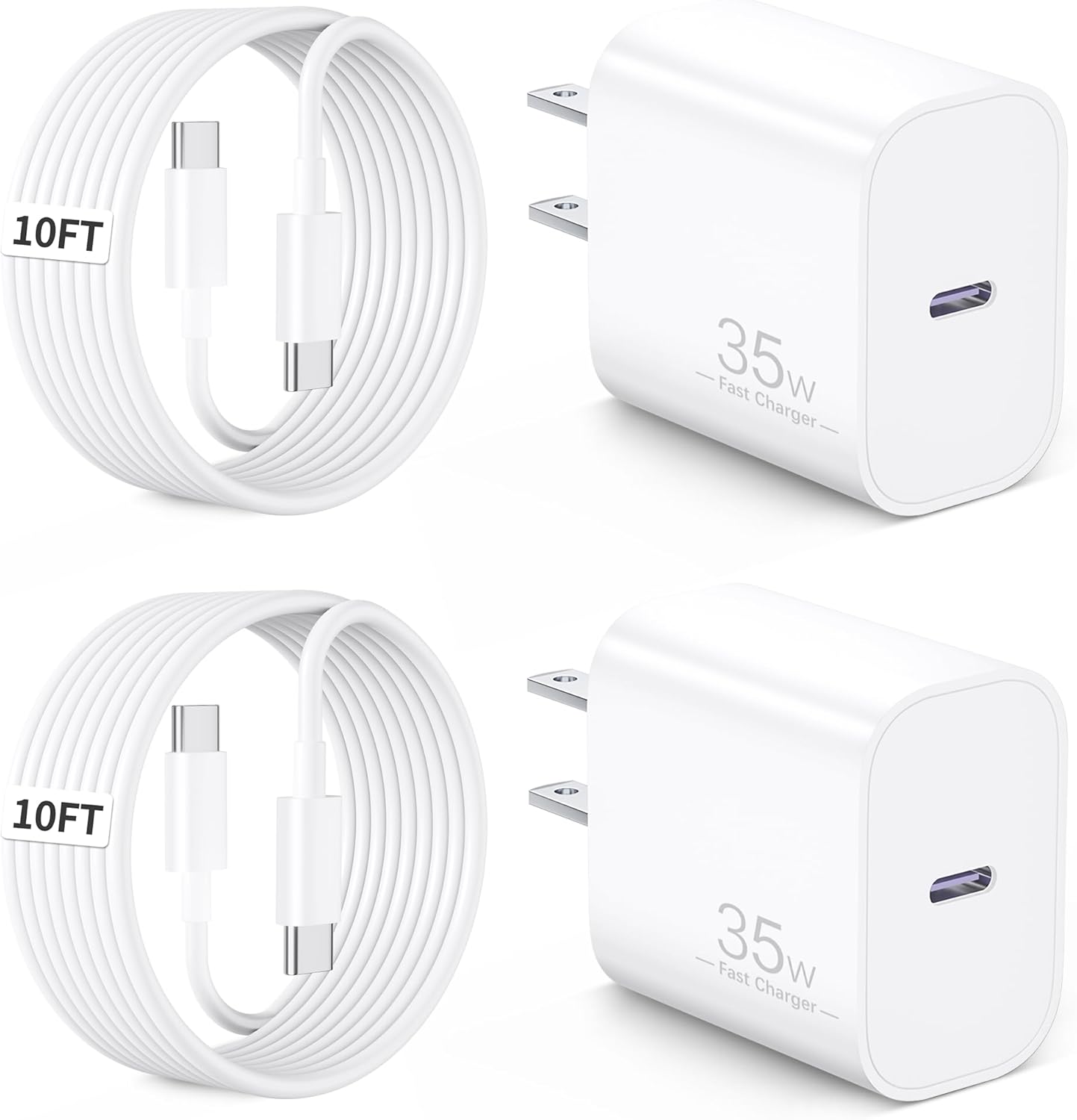 for Google Pixel Charger, 2-Pack 35W USB C Fast Wall Charger Block with 10FT Extra Long Type C Cable Charging Cord for Google Pixel 10/10 Pro/10 Pro XL/9/9 Pro XL/Fold/8/8a/8 Pro/7/7a/7 Pro/6/5/4/3 XL